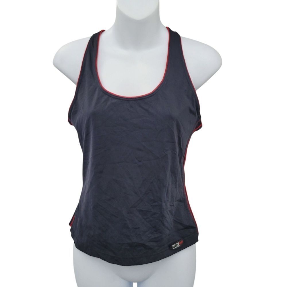 2/$20 Elita Sport Black & Red Sport Tank Top Made in Canada Size: Large
